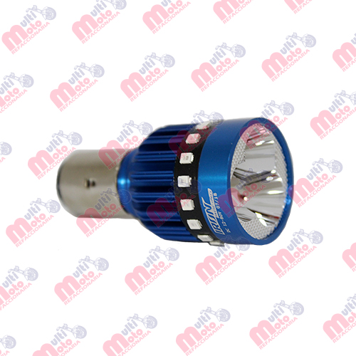 FOCO LED ALUMINIO P/MOTOCICLETA C/LUZ DECORATIVA IR0102 BA20D 12-80V 13W