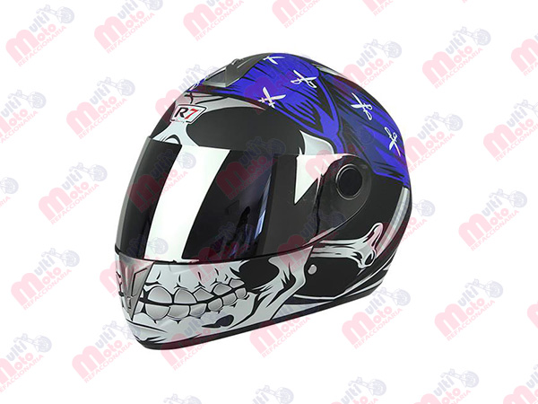 CASCO CERRADO R7 RACING R7-105 DOT L NGO MATE/AZL/GRS MICA IRIDIUM