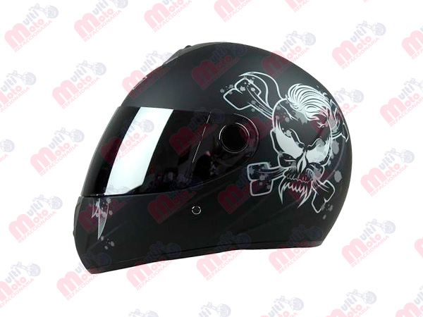 CASCO CERRADO R7 RACING R7-105 DOT XL NGO MATE/BCO MICA IRIDIUM