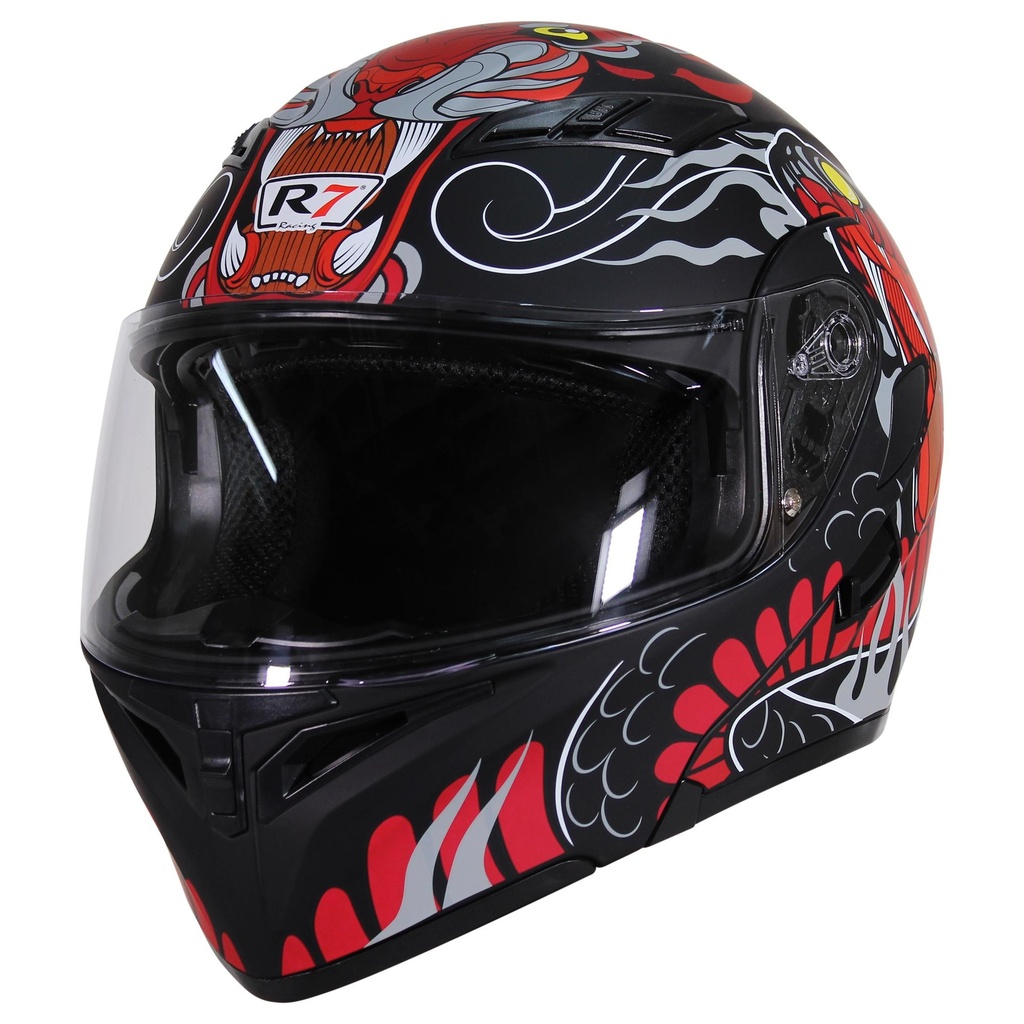 CASCO ABATIBLE R7 RACING UNSCARRED SNAKE DOBLE MICA DOT L NGO/ROJ/GRS/MATE