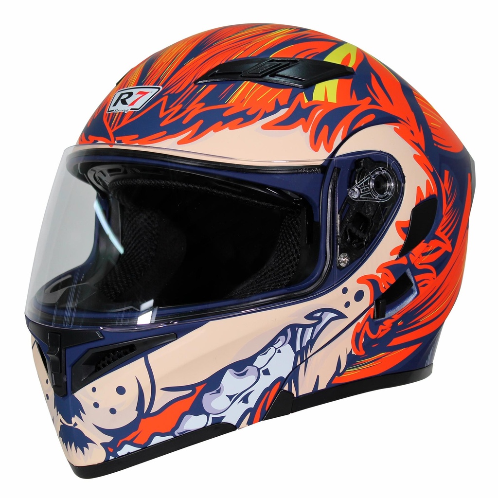 CASCO ABATIBLE R7 RACING UNSCARRED WEREWOLF DOBLE MICA DOT L NJA/MOR/BCO/MATE