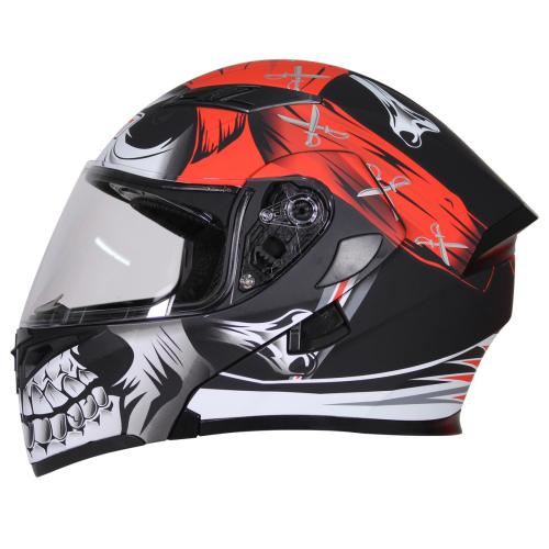 CASCO ABATIBLE R7 RACING UNSCARRED PIRATA DOBLE MICA DOT M NGO/ROJ/BCO/MATE