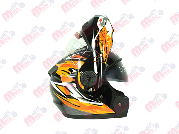 CASCO MEK MK759 ABATIBLE LIGHTNING NEGRO/ANARANJADO Brillante