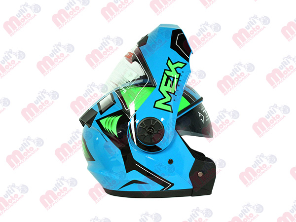 CASCO MEK MK759 ABATIBLE  PLEGO AZUL/VERDE Brillante