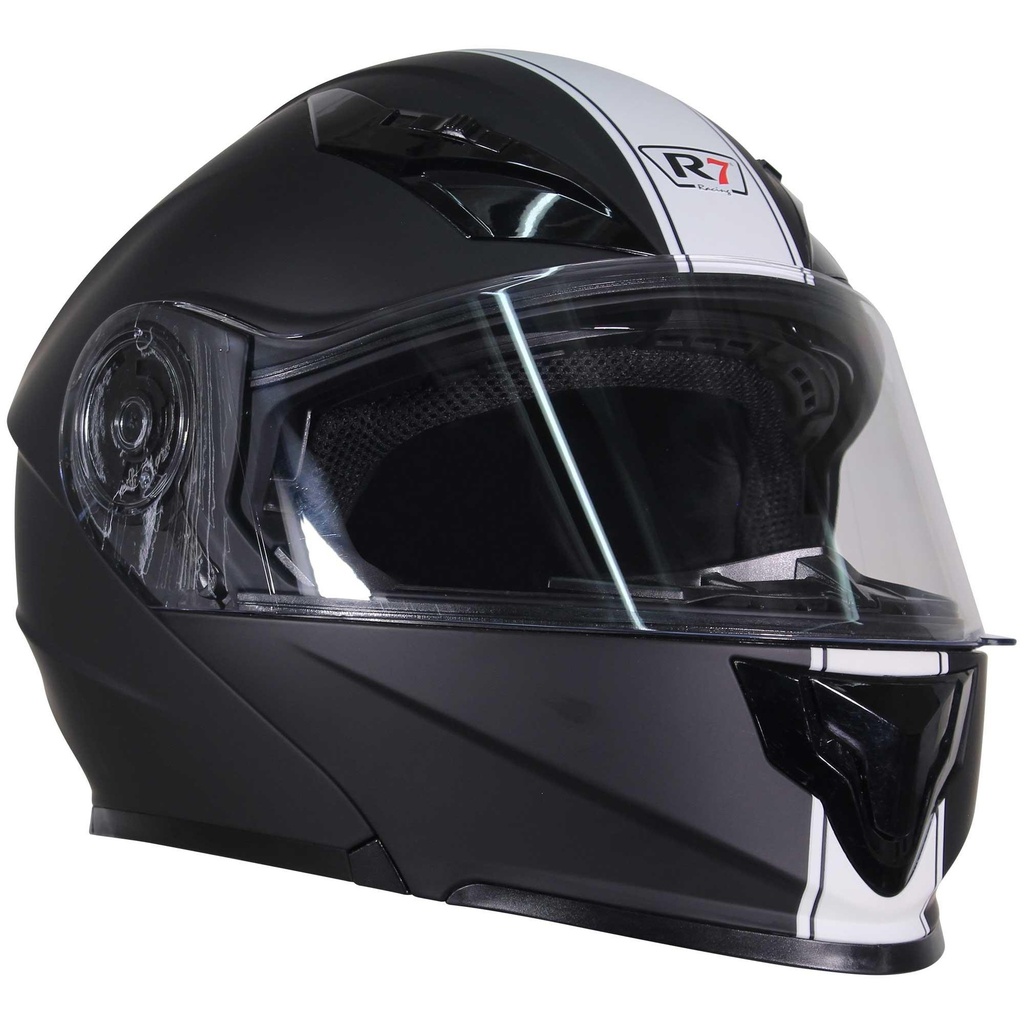 CASCO ABATIBLE R7 RACING EXPERT DOBLE MICA DOT S NGO/BCO/MATE