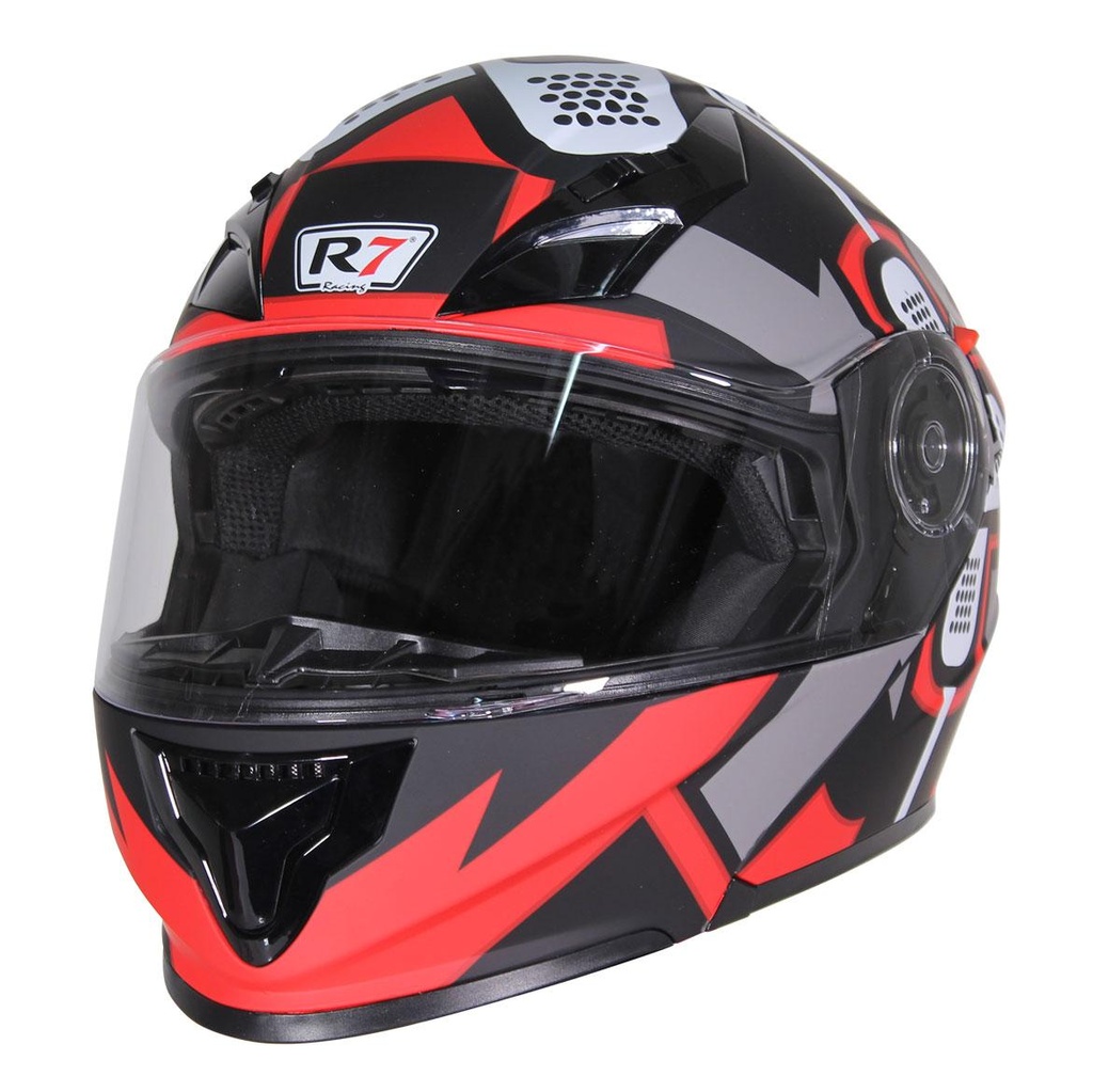 CASCO ABATIBLE R7 RACING EXPERT DOBLE MICA DOT L ROJ/ROJ/BCO/MATE