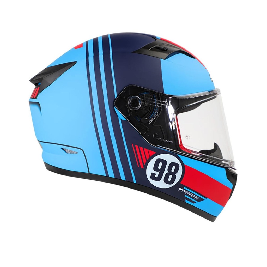 CASCO SHAFT SH545 AZUL ROJO MATE  MUSTANG L CERRADO