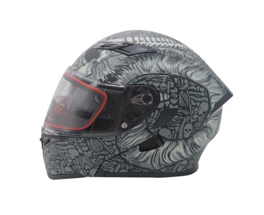 CASCO ABATIBLE R7 RACING UNSCARRED BONE DEMON DOBLE MICA DOT L NGO/GRS MATE