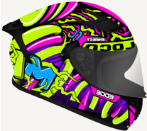 CASCO INTEGRAL DENVER MOTO LOCO ROSA/VERDE  MATE  L