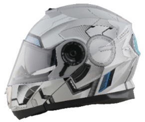 CASCO ABATIBLE IRON MAN PLATEADO BRILLANTE XL