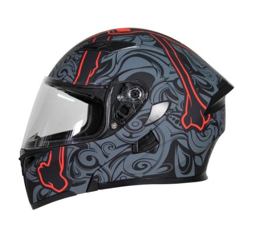 CASCO ABATIBLE R7 RACING UNSCARRED TRIBAL SKULL DOBLE MICA DOT L