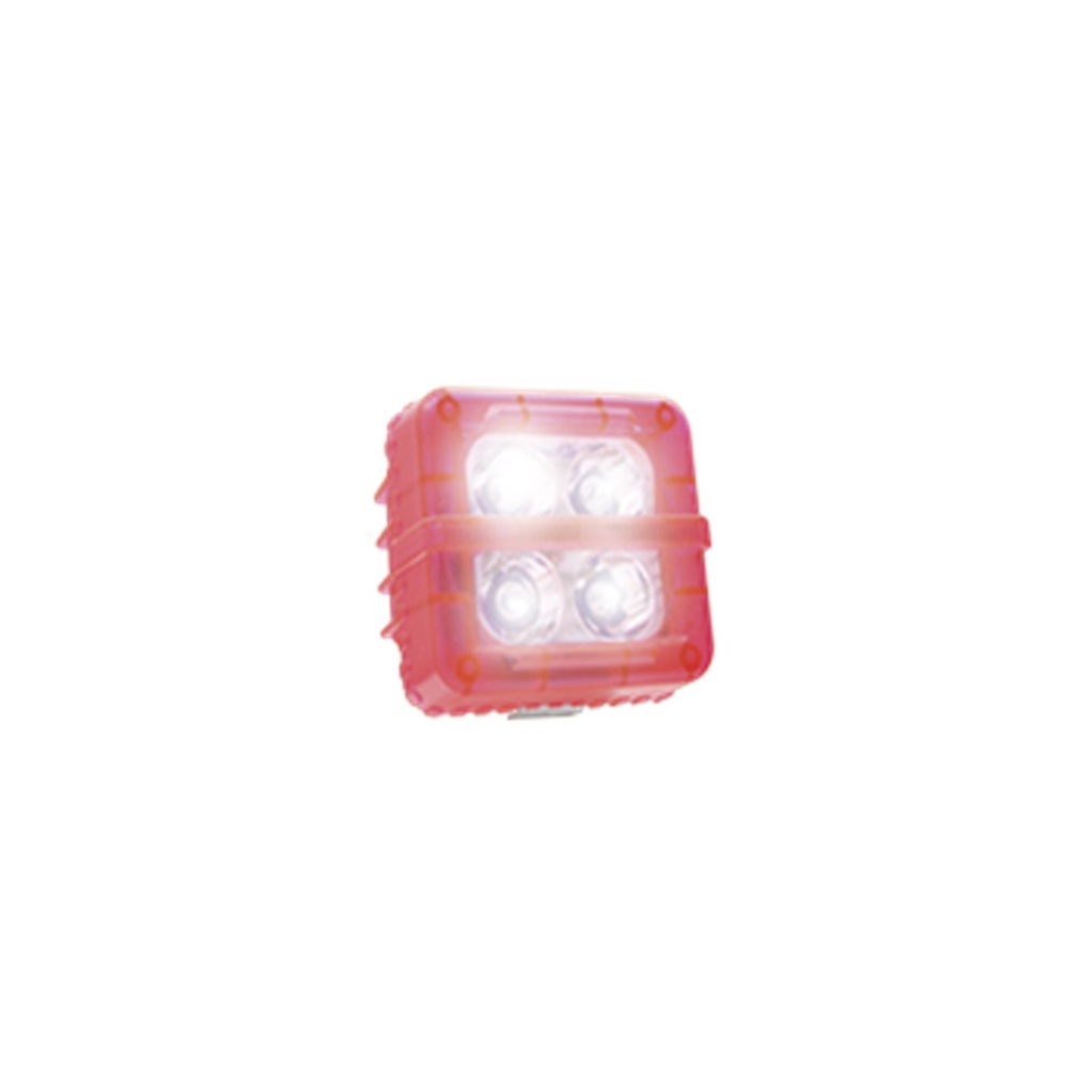 FARO AUXILIAR CUADRADO 4 LED BLANCO CONTORNO RGB  (ROJO-RGB)