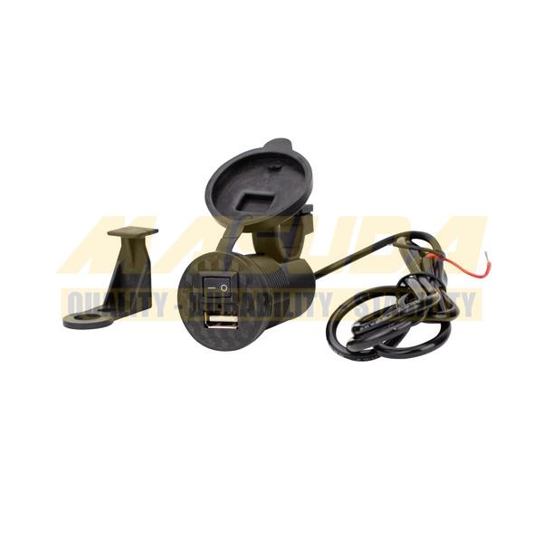 CARGADOR USB PARA MOTOCICLETA IR-3104 CON INTERRUPTOR