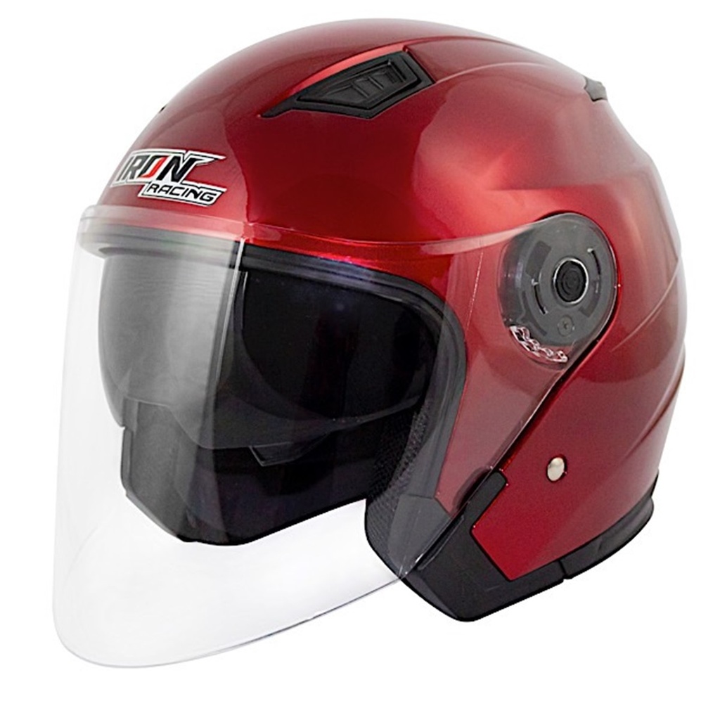 CASCO 3/4 DOT IRON RACING DOBLE MICA MODELO EUPOREO ROJO TALLA L