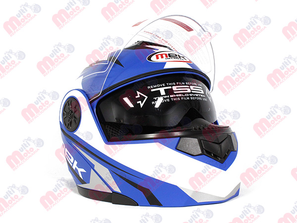 CASCO ABATIBLE AZUL/BLANCO MATTE