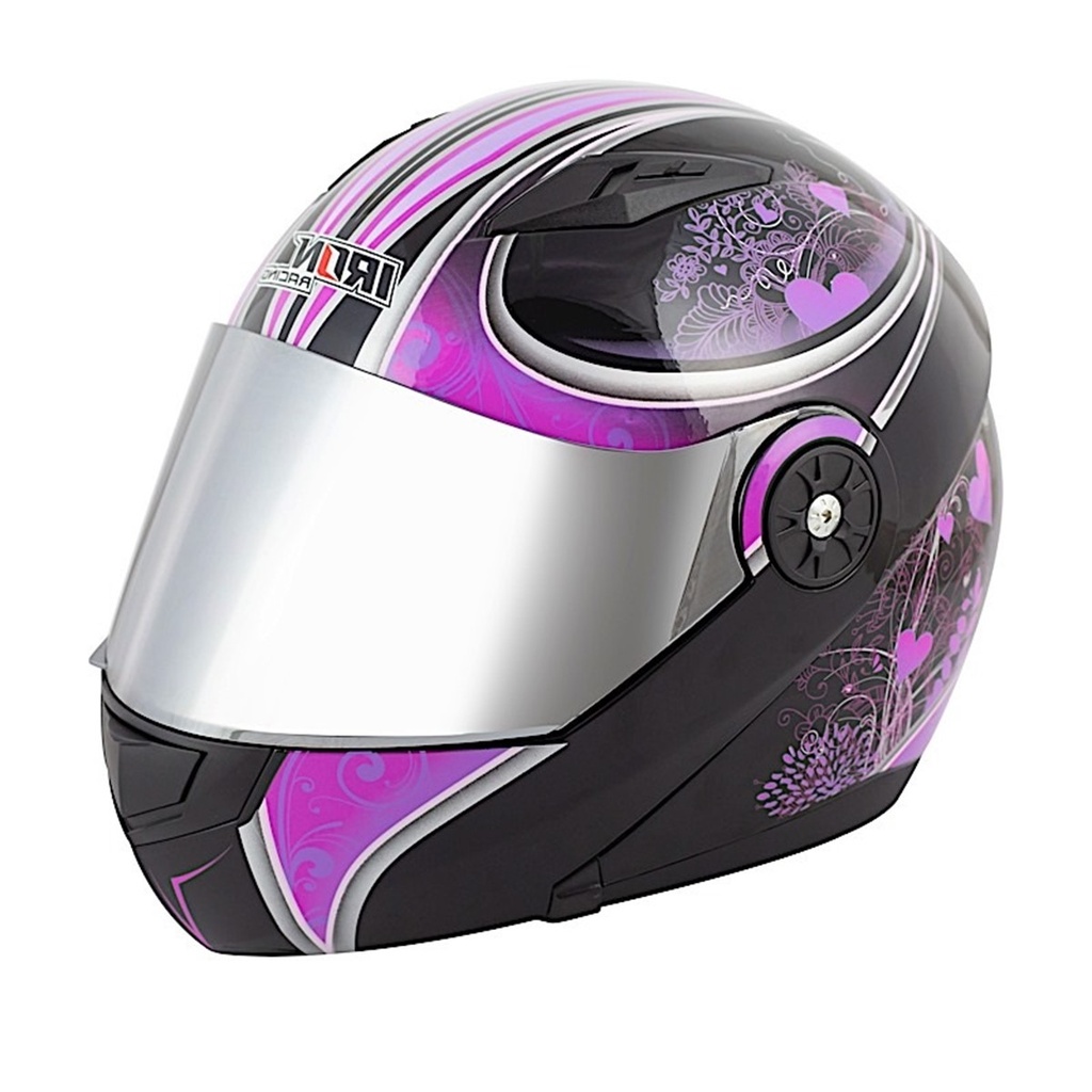 CASCO ABATIBLE DOBLE MICA IRON RACING DOT APHRODITE VIOLETA TALLA L