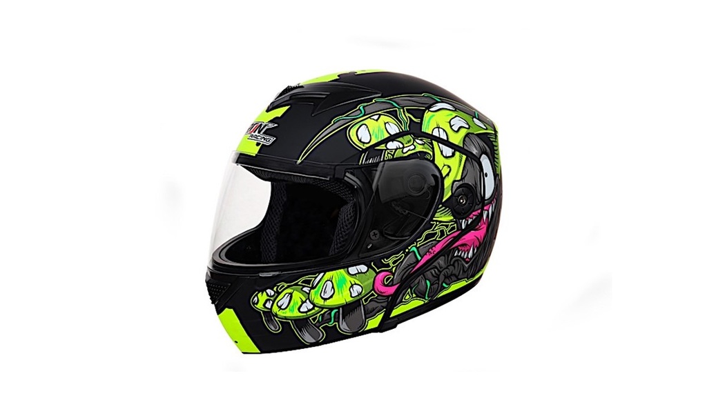 CASCO ABATIBLE IRON RACING IR108 DOT NEON-VERDE MATE DIABLO L