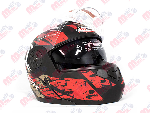 CASCO ABATIBLE NEGRO/ROJO MATTE.