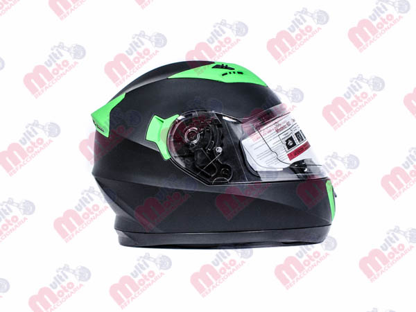 CASCO CERRADO C/GAFA NEG.MATE VERDE XL