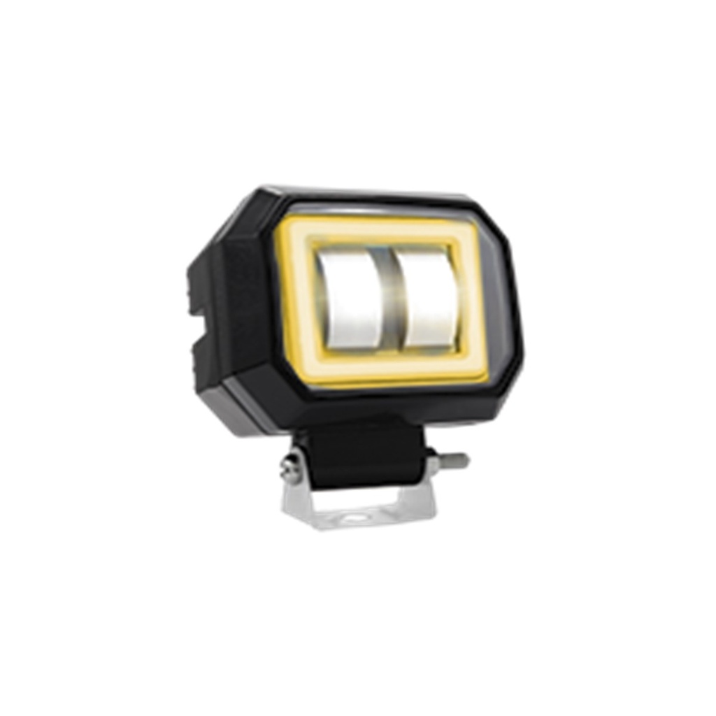 FARO LED CUADRADO MINI 2 LED CON LUPA LUZ BLANCA FIJA Y CON ESTROBO OPCIONAL Y CONTORNO (BLANCO-AMARILLO)