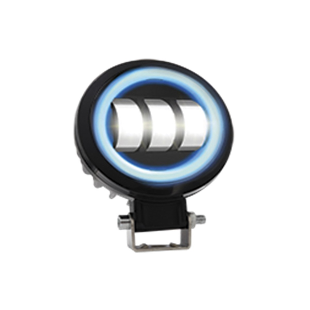 FARO REDONDO 3 LED CON LUPA LUZ FIJA, ESTROBO OPCIONAL (BLANCO-AZUL)