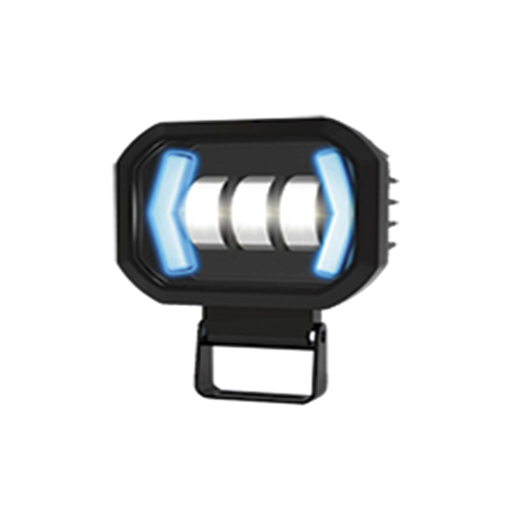 FARO AUXILIAR LED CON LUPA CON 3 LED CON OJO DE ANGEL CON LUZ BLANCA FIJA Y ESTROBO (BLANCO-ROJO-AMARILLO)