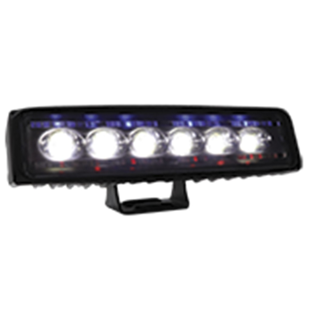 BARRA 6 LED LUZ BLANCA CONTORNO AZUL, ROJO CON ESTROBO