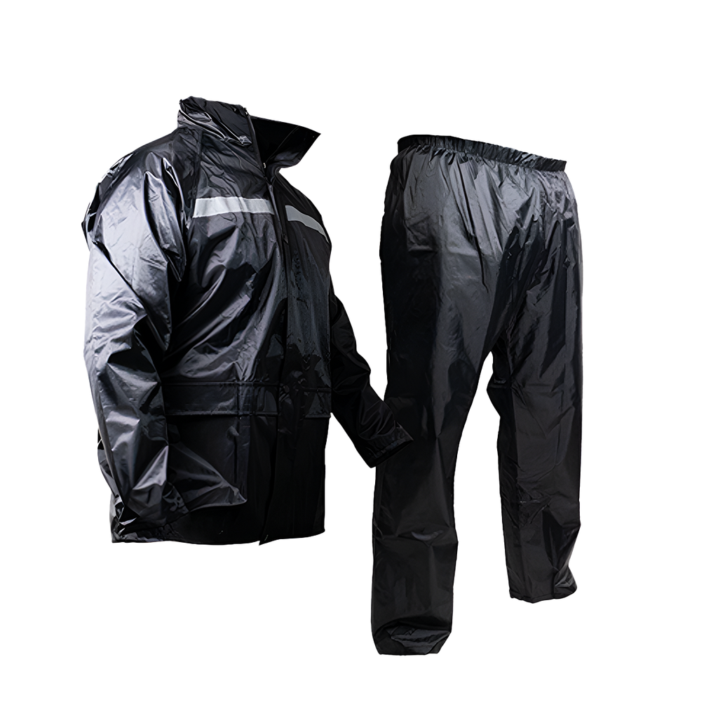 IMPERMEABLE 2 PZAS CON TIRA REFLEJANTE BLANCO (XXL)