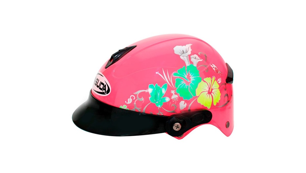 CASCO NIÑO 1/2 ABS MSD-508 FLORES ROSA