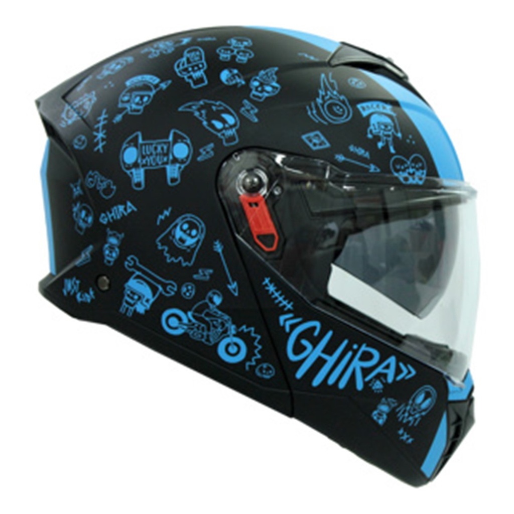 CASCO GHIRA GH1000PRO AZUL NEGRO TOON CRAZE MATE M ABATIBLE SVS