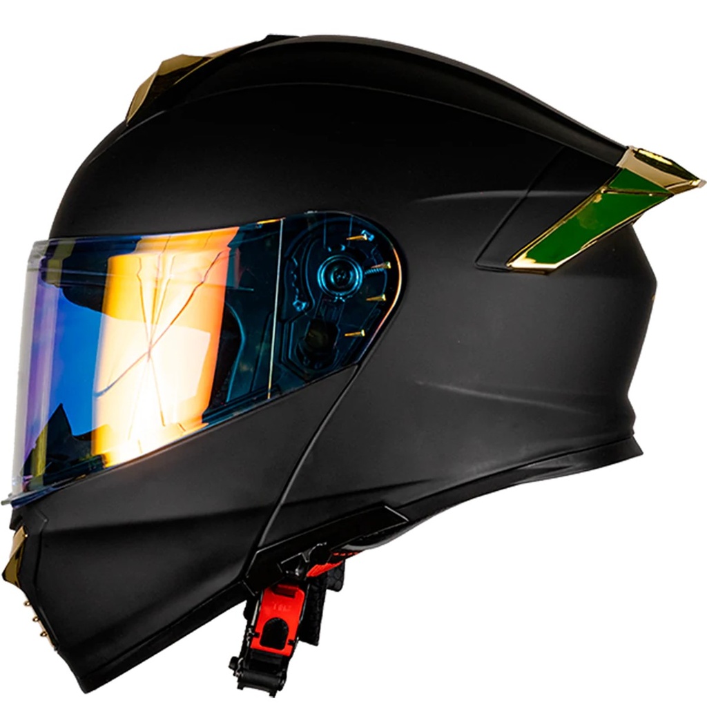 KOV CASCO THUNDER SOLID NE MATE DORADO M