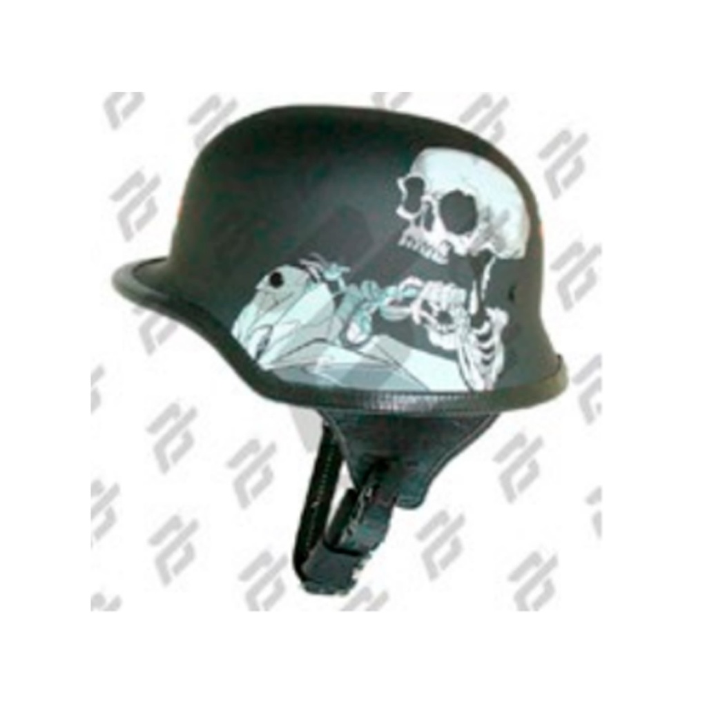 CASCO 3/4 SKULL DRIVER CERTIFICADO DOT RUDOS BIKER TALLA 2XL NEGRO-BLANCO-NARANJA MATE