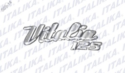 [F13020047] LOGO VITALIA125 CROMO M3X77X31 VITALIA125