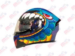 [7103-3496] CASCO CERRADO R7 RACING PAINLESS DOBLE MICA DOT L AZL/AMA/MORADO/MATE