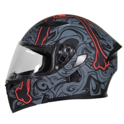 [7101-1816] CASCO ABATIBLE R7 RACING UNSCARRED DOBLE MICA DOT XXL GRS/ROJ/NGO/MATE