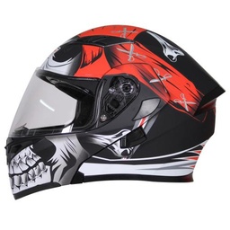 [7101-1853] CASCO ABATIBLE R7 RACING UNSCARRED PIRATA DOBLE MICA DOT M NGO/ROJ/BCO/MATE