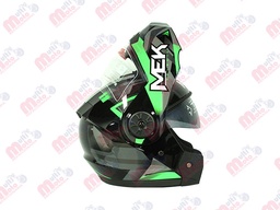 [AC1B-J121-002] CASCO MEK MK759 ABATIBLE FLASH VERDE NEON/GRIS Brillante