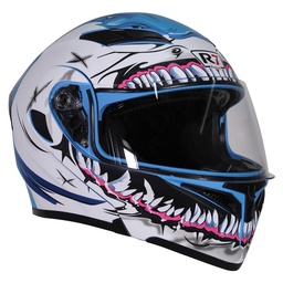 [7101-1860] CASCO ABATIBLE R7 RACING UNSCARRED TIBURON DOBLE MICA DOT XL BCO/AZL/MATE