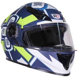 [7101-1887] CASCO ABATIBLE R7 RACING EXPERT DOBLE MICA DOT L GRS/AMA/AZUL/MATE