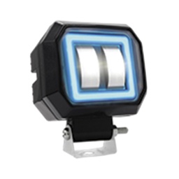 [RS-LED-13074W-BU] FARO AUXILIAR LED CON LUPA CUADRADO CON 2 LED OJO DE ANGEL AZUL CON LUZ BLANCA FIJA Y ESTROBO