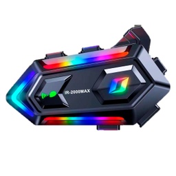 [CAS-7101-9804] AUDIFONO INTERCOMUNICADOR BLUETOOTH 5.3 IMPERMEABLE PARA CASCO 1000MAH 10M IR-2000 2X LED RGB